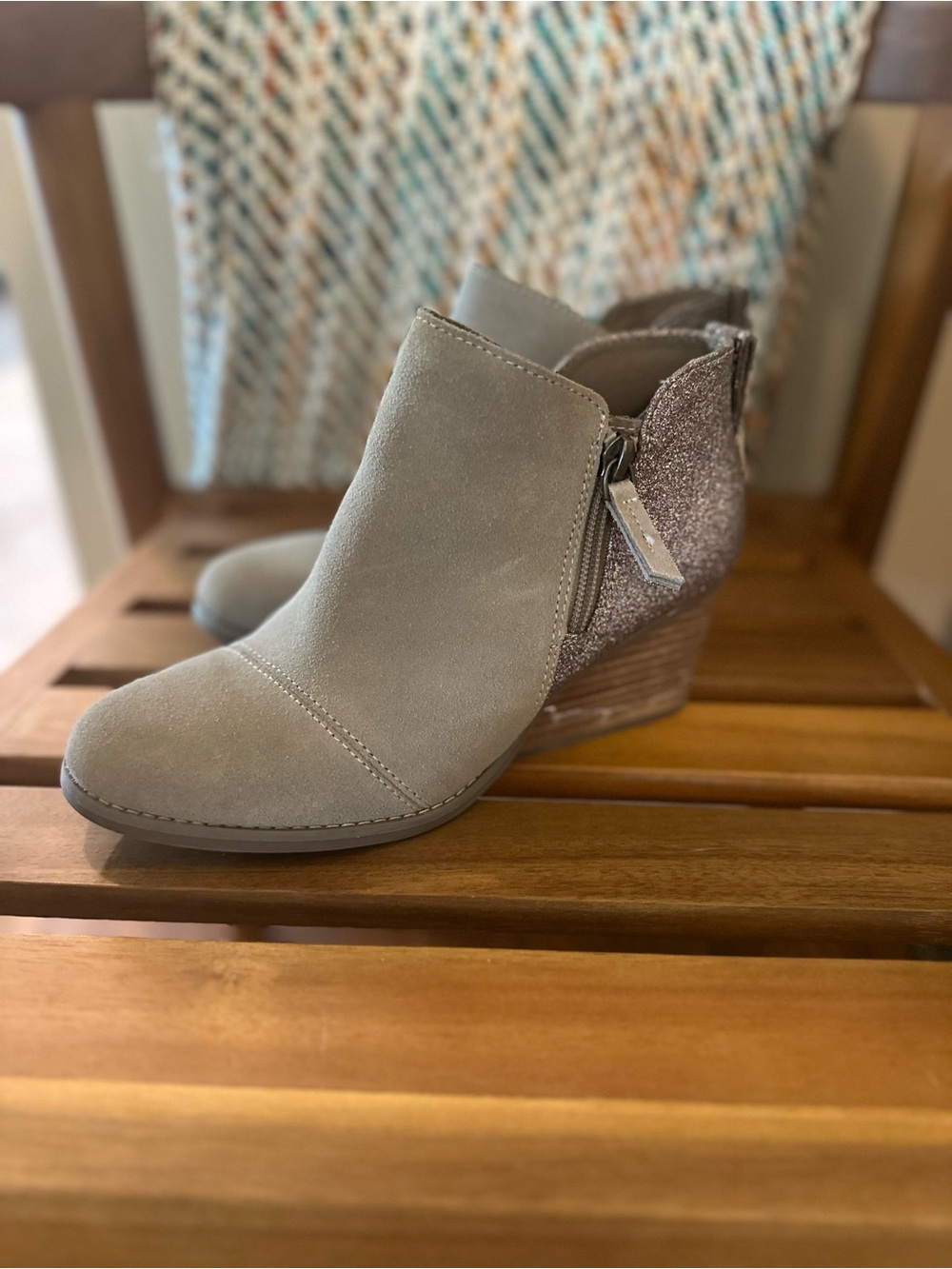 Toms Goldie Wedge Bootie with Glitter Heel